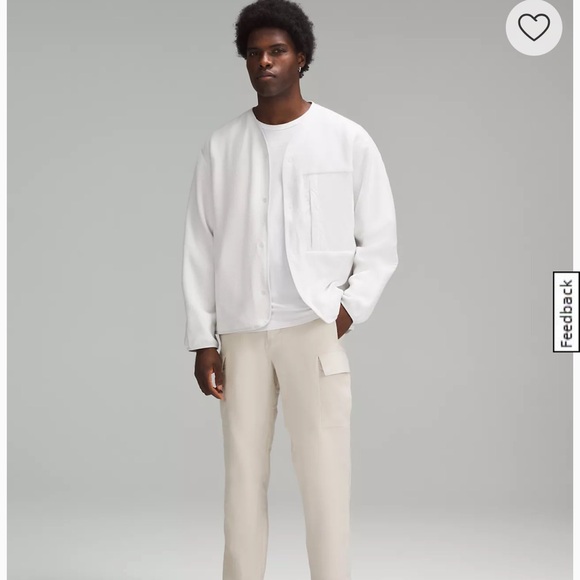 NWT Mens Large Lululemon Fleece Snap-Front Cardigan- Light Vapor - Picture 3 of 4